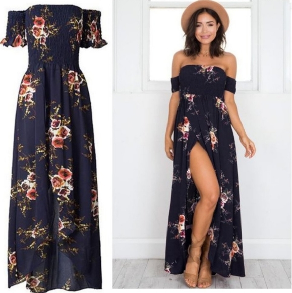 Floral Off the Shoulder Dress - Picture 2 of 6